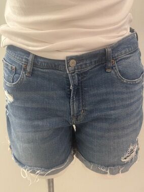 GAP Distressed Mid Wash Blue Denim Cutoff Shorts